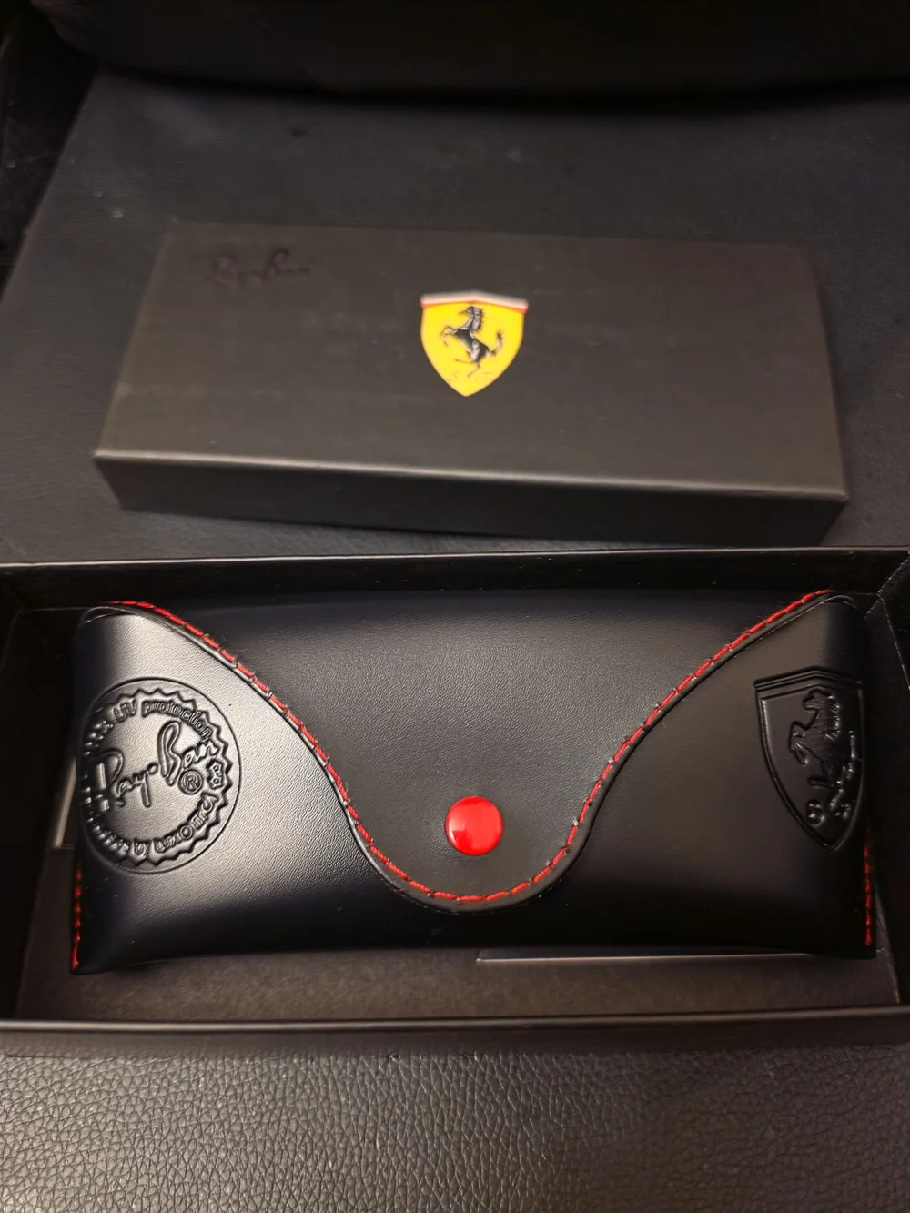 Ray-Ban Scuderia Ferrari ORB3601M Sunglasses - Black on Gold with Brown Lenses
